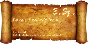 Bakay Szofrónia névjegykártya
